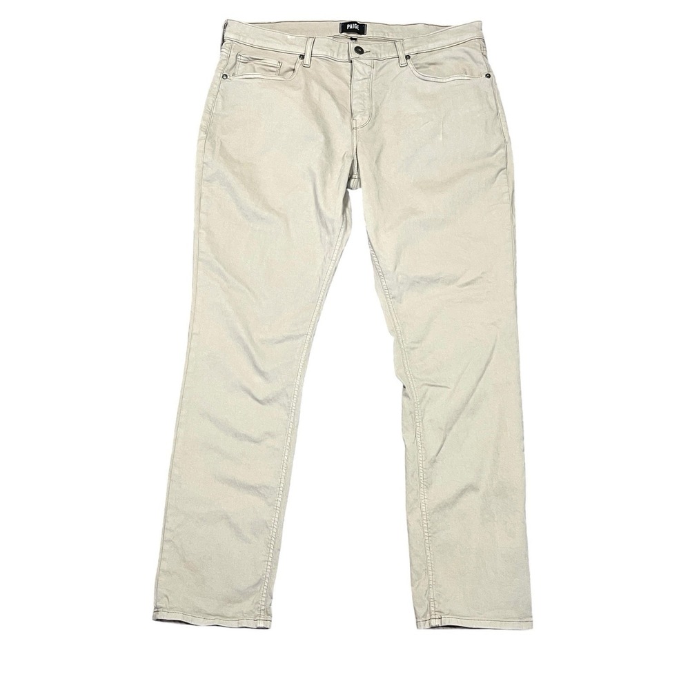 Paige Federal Slim Straight Jeans Mens 38 (Fits 40x34) Clean Khaki High Stretch